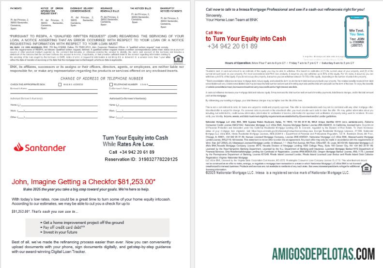 Extrato de hipoteca do Banco Santander da Espanha em formatos Word e PDF 3 4 exemplo real